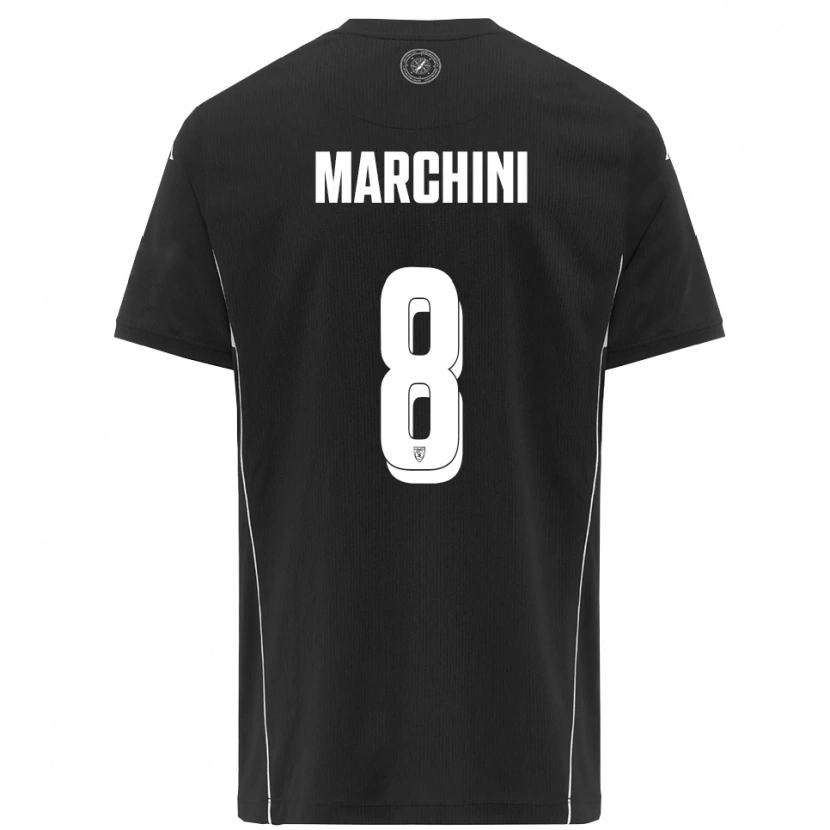Danxen Enfant Maillot Mattia Marchini #8 Noir Blanc Tenues Extérieur 2025/26 T-Shirt