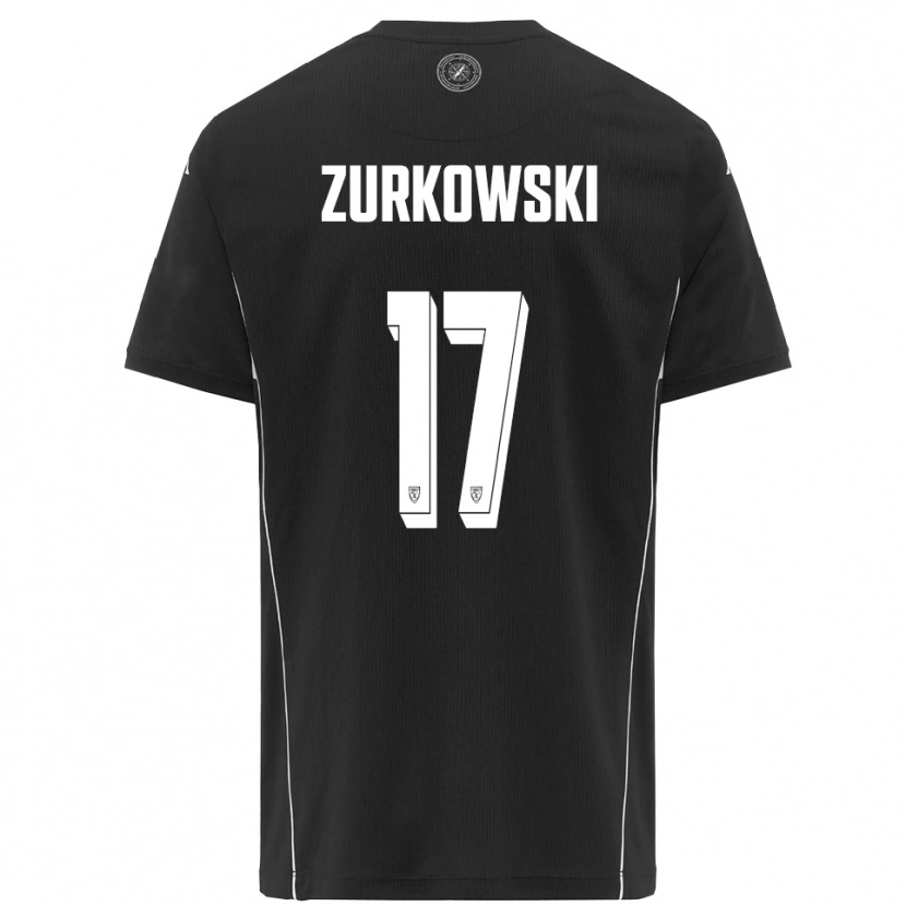Danxen Enfant Maillot Szymon Żurkowski #17 Noir Blanc Tenues Extérieur 2025/26 T-Shirt