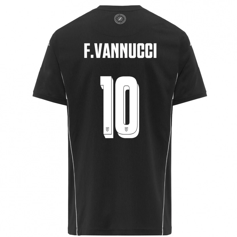 Danxen Enfant Maillot Federico Vannucci #10 Noir Blanc Tenues Extérieur 2025/26 T-Shirt