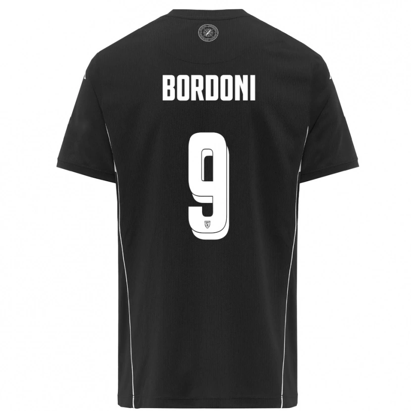 Danxen Enfant Maillot Cristian Bordoni #9 Noir Blanc Tenues Extérieur 2025/26 T-Shirt
