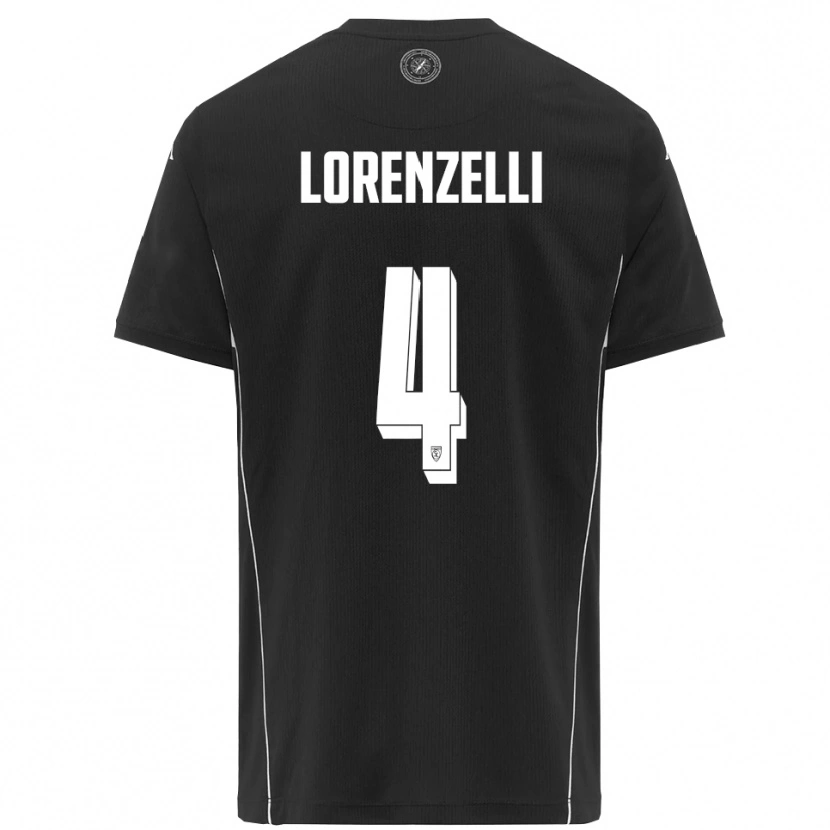 Danxen Enfant Maillot Emanuele Lorenzelli #4 Noir Blanc Tenues Extérieur 2025/26 T-Shirt