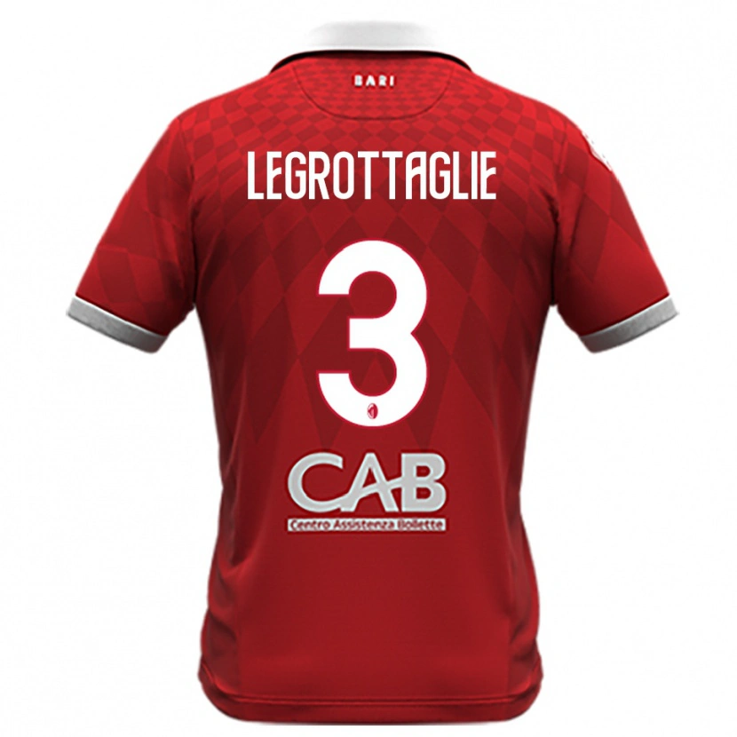 Danxen Enfant Maillot Umberto Legrottaglie #3 Rouge Blanc Tenues Extérieur 2025/26 T-Shirt