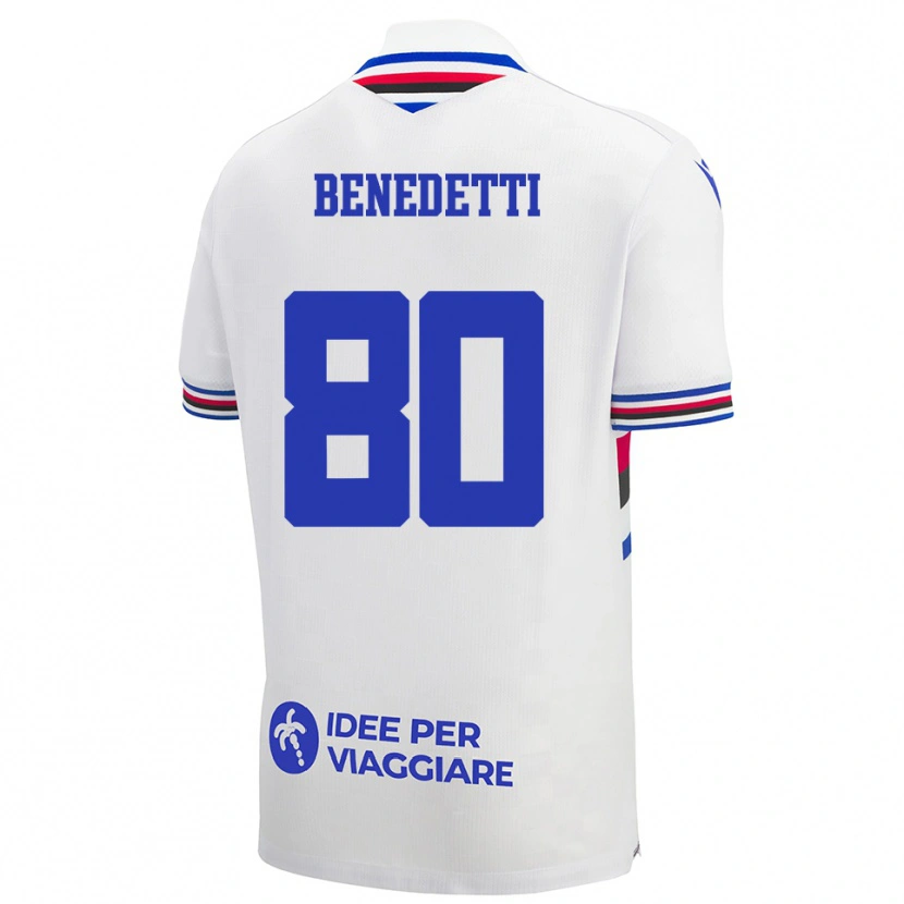 Danxen Enfant Maillot Leonardo Benedetti #80 Blanc Bleu Rouge Tenues Extérieur 2025/26 T-Shirt