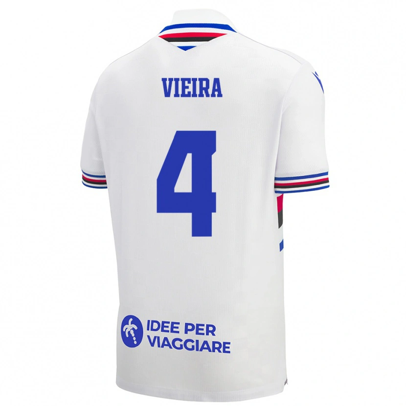 Danxen Enfant Maillot Ronaldo Vieira #4 Blanc Bleu Rouge Tenues Extérieur 2025/26 T-Shirt
