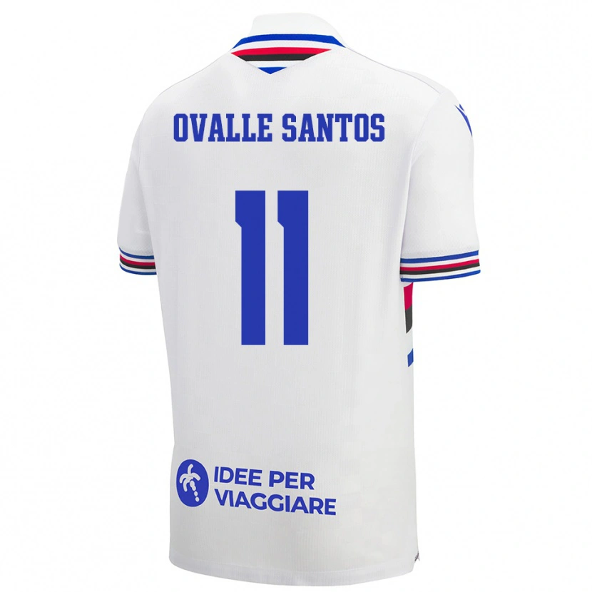 Danxen Enfant Maillot Alessandro Ovalle Santos #11 Blanc Bleu Rouge Tenues Extérieur 2025/26 T-Shirt