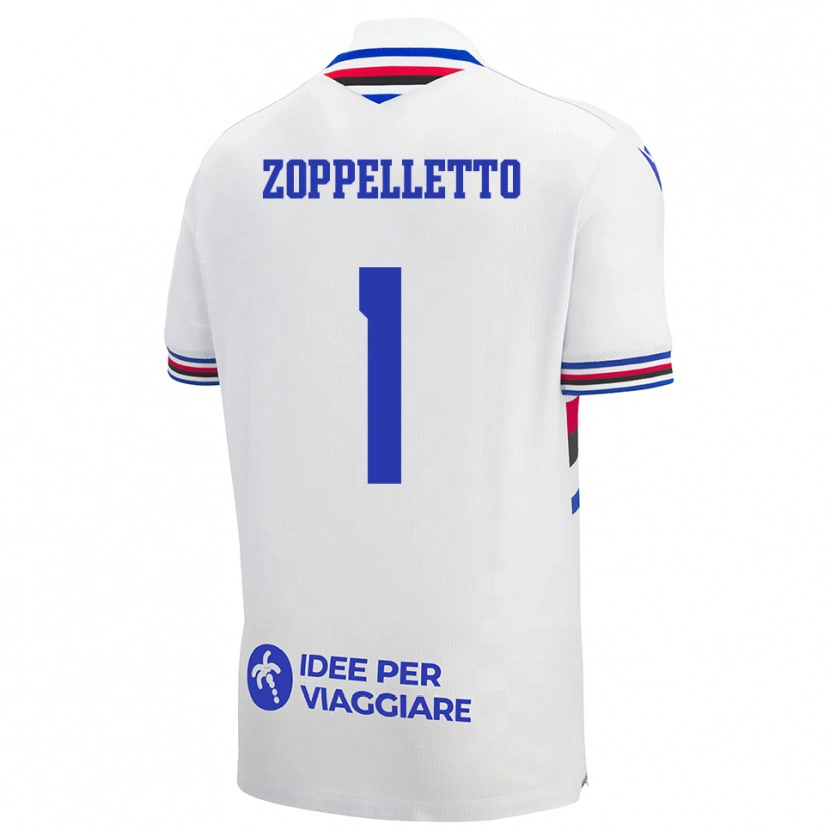 Danxen Enfant Maillot David Zoppelletto #1 Blanc Bleu Rouge Tenues Extérieur 2025/26 T-Shirt