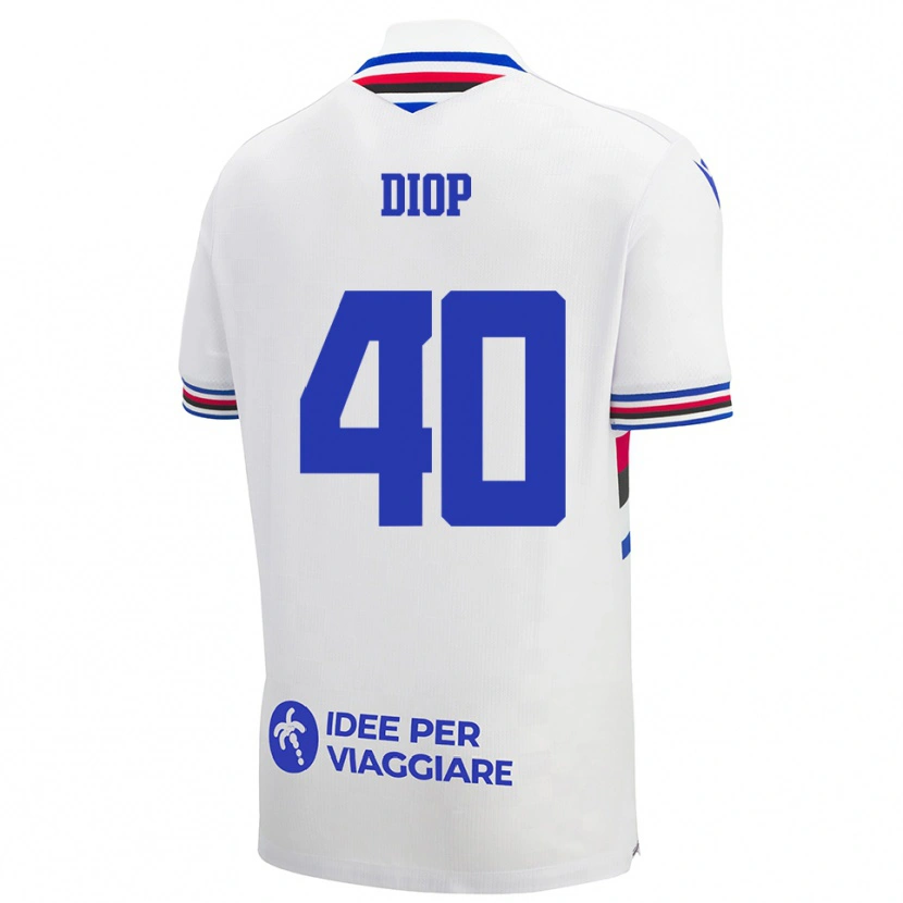 Danxen Enfant Maillot Karim Diop #40 Blanc Bleu Rouge Tenues Extérieur 2025/26 T-Shirt