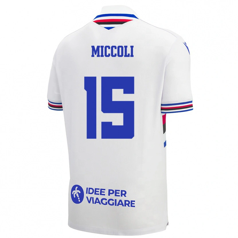 Danxen Enfant Maillot Diego Miccoli #15 Blanc Bleu Rouge Tenues Extérieur 2025/26 T-Shirt