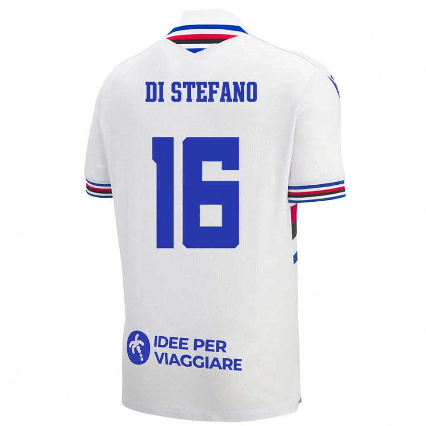 Danxen Enfant Maillot Lorenzo Di Stefano #16 Blanc Bleu Rouge Tenues Extérieur 2025/26 T-Shirt