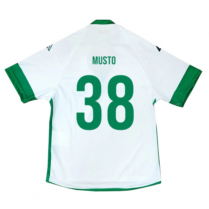 Danxen Enfant Maillot Mattia Musto #38 Blanc Vert Bleu Tenues Extérieur 2025/26 T-Shirt