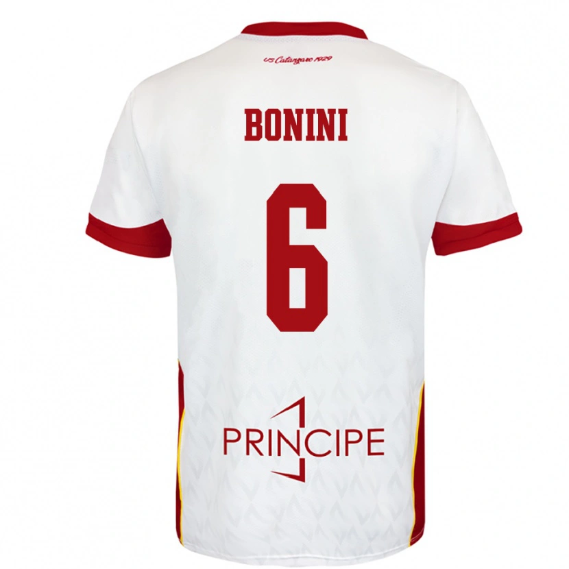 Danxen Enfant Maillot Federico Bonini #6 Blanc Rouge Tenues Extérieur 2025/26 T-Shirt