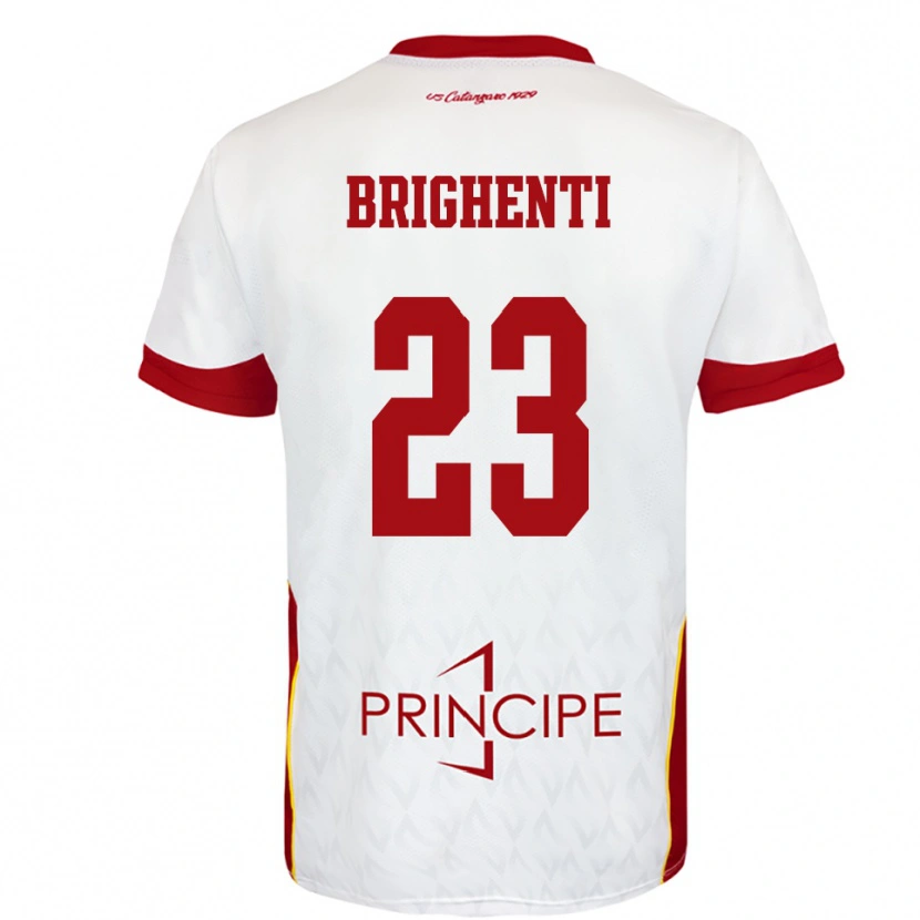 Danxen Enfant Maillot Nicolò Brighenti #23 Blanc Rouge Tenues Extérieur 2025/26 T-Shirt