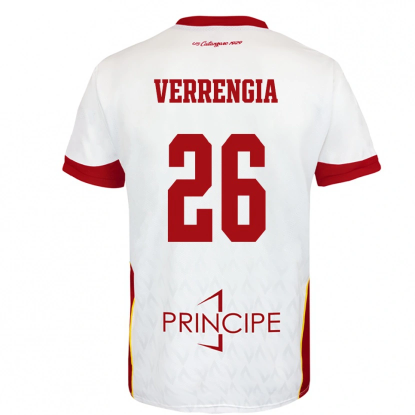 Danxen Enfant Maillot Bruno Verrengia #26 Blanc Rouge Tenues Extérieur 2025/26 T-Shirt