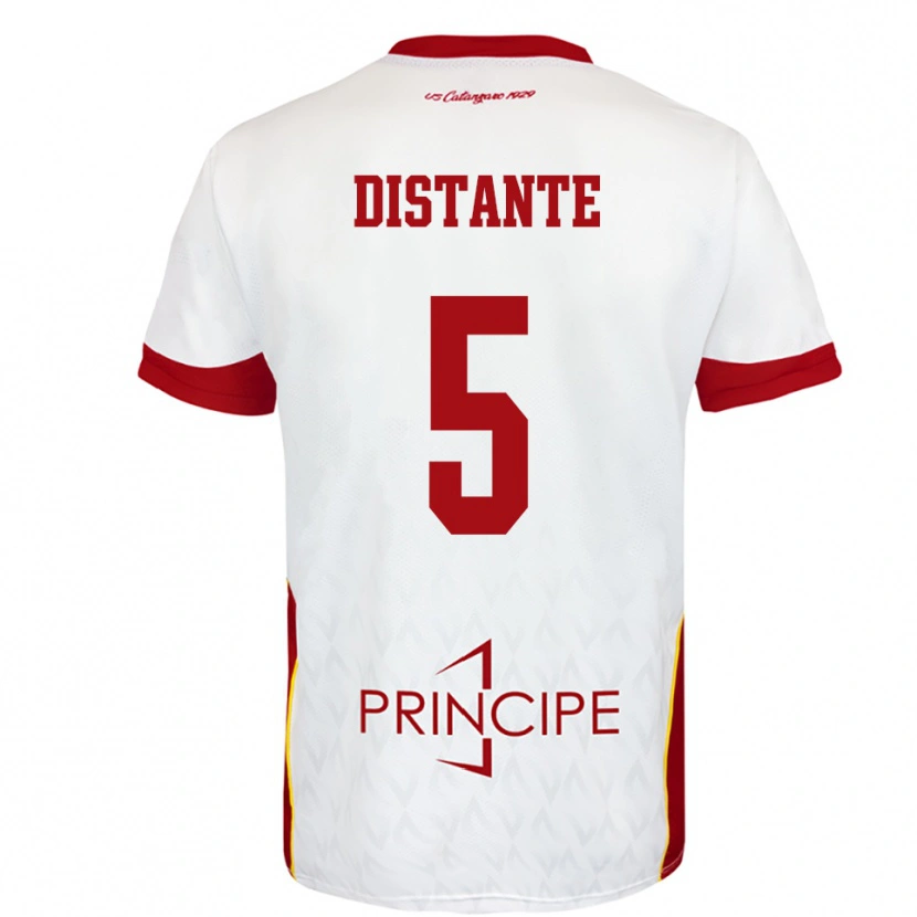 Danxen Enfant Maillot Marco Distante #5 Blanc Rouge Tenues Extérieur 2025/26 T-Shirt