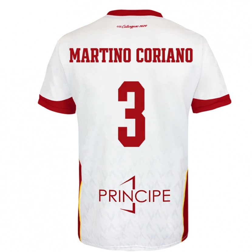 Danxen Enfant Maillot Matteo Martino Coriano #3 Blanc Rouge Tenues Extérieur 2025/26 T-Shirt