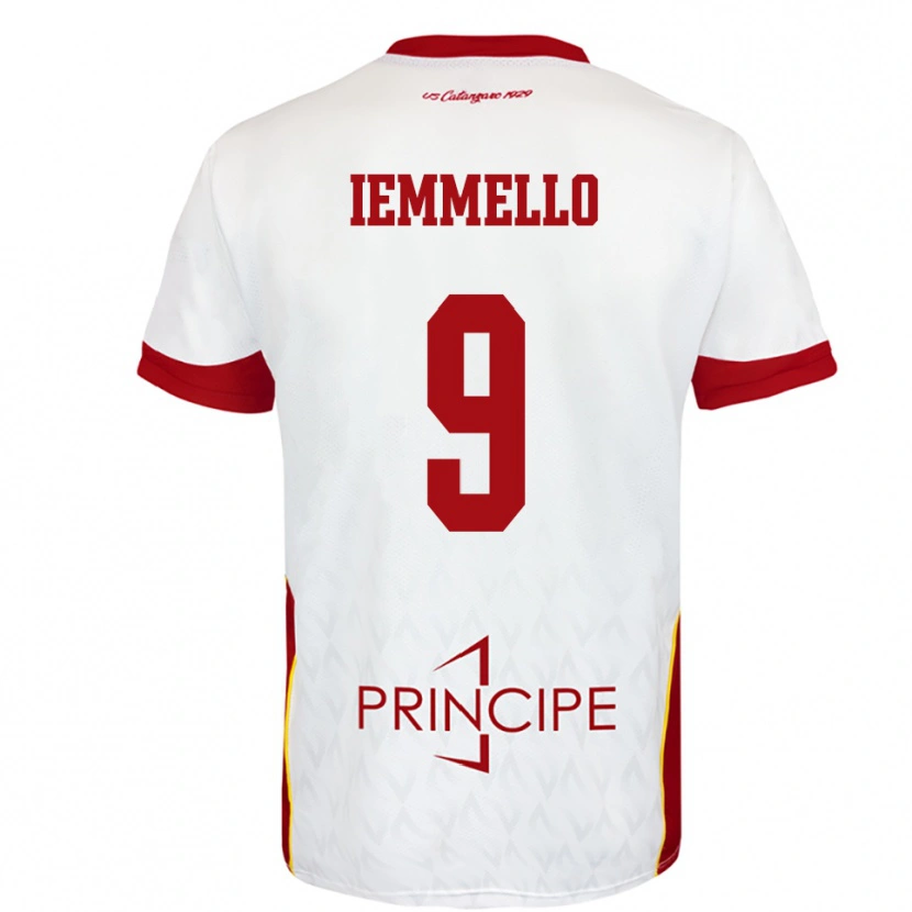 Danxen Enfant Maillot Pietro Iemmello #9 Blanc Rouge Tenues Extérieur 2025/26 T-Shirt