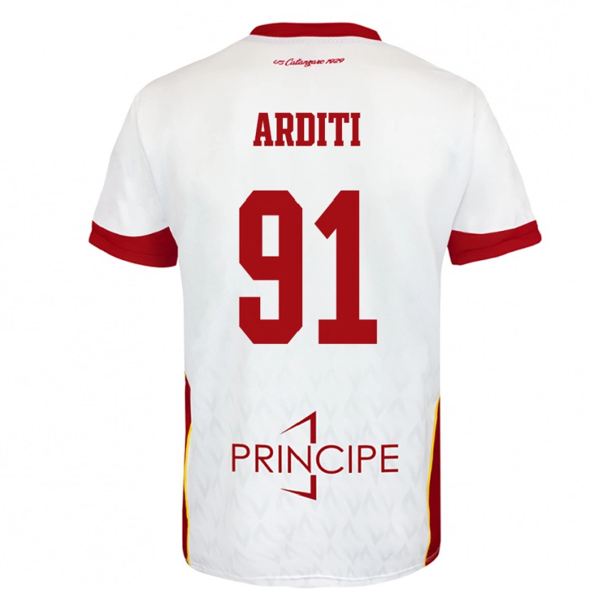Danxen Enfant Maillot Gabriel Arditi #91 Blanc Rouge Tenues Extérieur 2025/26 T-Shirt
