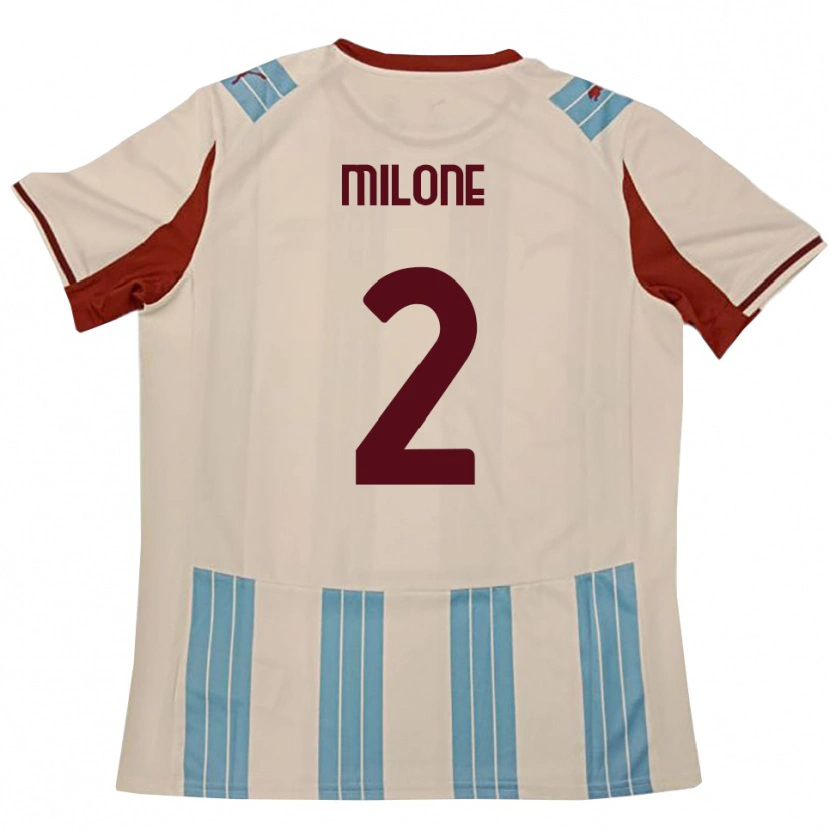 Danxen Enfant Maillot Gabriele Milone #2 Bleu Ciel Blanc Tenues Extérieur 2025/26 T-Shirt