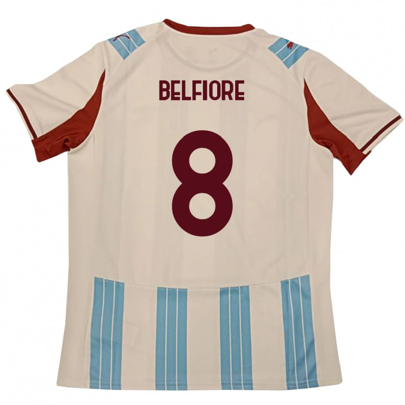 Danxen Enfant Maillot Edoardo Belfiore #8 Bleu Ciel Blanc Tenues Extérieur 2025/26 T-Shirt