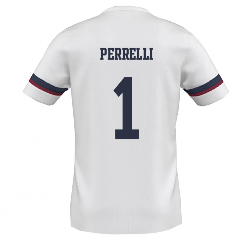 Danxen Enfant Maillot Samuele Perrelli #1 Blanc Rouge Tenues Extérieur 2025/26 T-Shirt