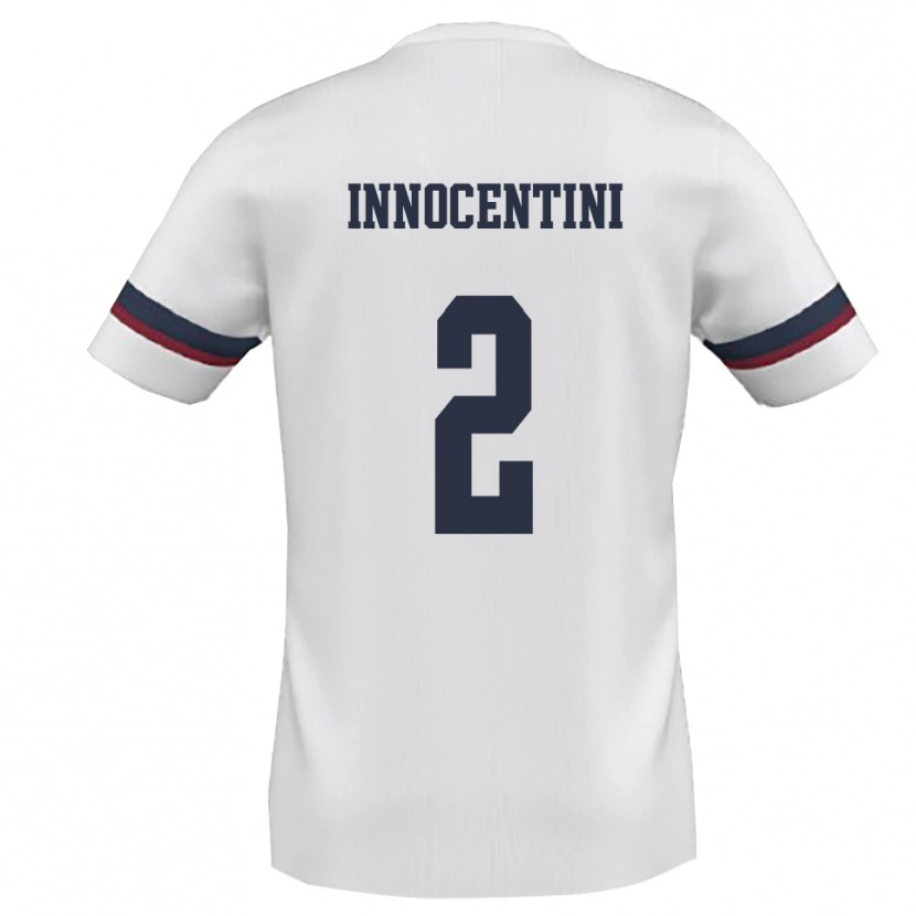 Danxen Enfant Maillot Francesco Innocentini #2 Blanc Rouge Tenues Extérieur 2025/26 T-Shirt