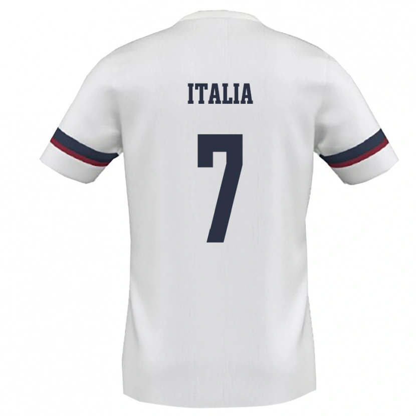 Danxen Enfant Maillot Matteo Italia #7 Blanc Rouge Tenues Extérieur 2025/26 T-Shirt