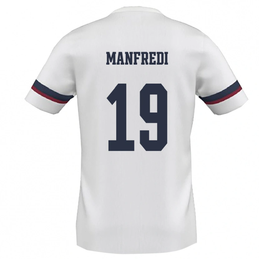Danxen Enfant Maillot Antonio Manfredi #19 Blanc Rouge Tenues Extérieur 2025/26 T-Shirt