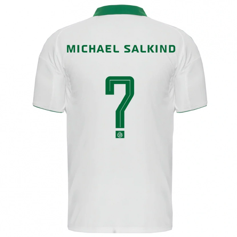 Danxen Enfant Maillot Liav Michael Salkind #0 Blanc Vert Tenues Extérieur 2025/26 T-Shirt