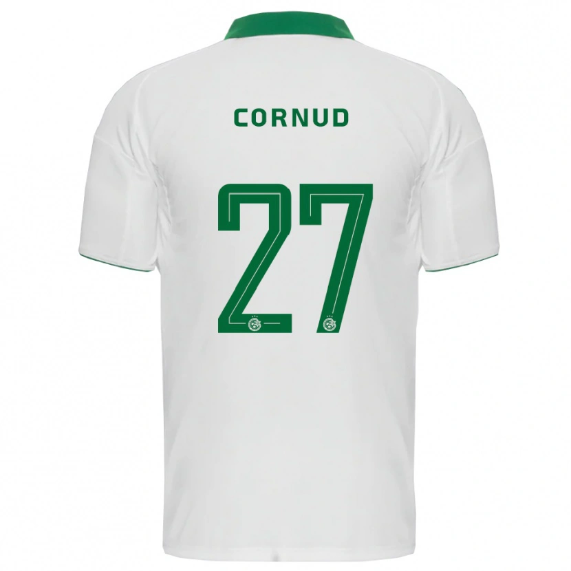 Danxen Enfant Maillot Pierre Cornud #27 Blanc Vert Tenues Extérieur 2025/26 T-Shirt