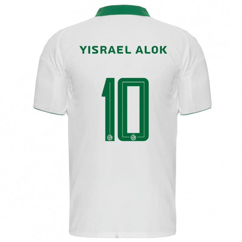 Danxen Enfant Maillot Noam Yisrael Alok #10 Blanc Vert Tenues Extérieur 2025/26 T-Shirt