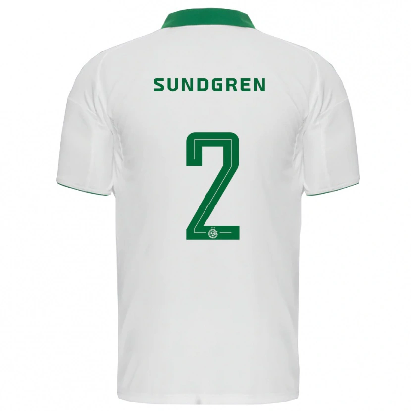 Danxen Enfant Maillot Daniel Sundgren #2 Blanc Vert Tenues Extérieur 2025/26 T-Shirt
