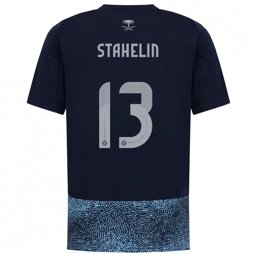 Danxen Enfant Maillot Izabela Stahelin #13 Marine Bleu Ciel Tenues Extérieur 2025/26 T-Shirt