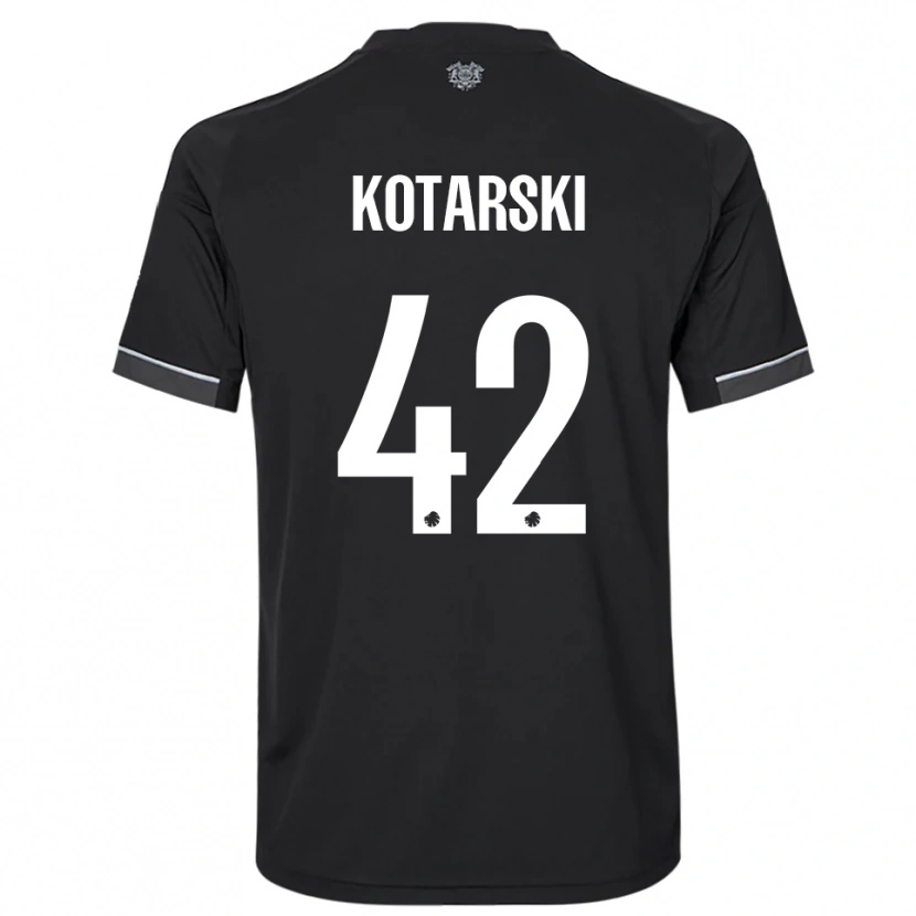 Danxen Enfant Maillot Dominik Kotarski #42 Noir Blanc Tenues Extérieur 2025/26 T-Shirt