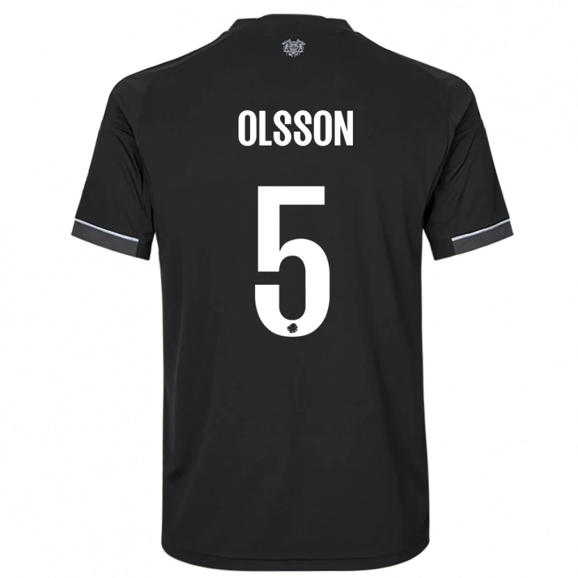 Danxen Enfant Maillot Cornelius Olsson #5 Noir Blanc Tenues Extérieur 2025/26 T-Shirt