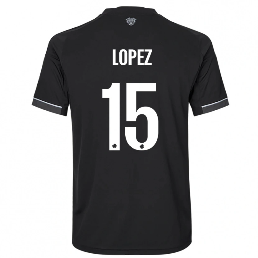 Danxen Enfant Maillot Marcos López #15 Noir Blanc Tenues Extérieur 2025/26 T-Shirt