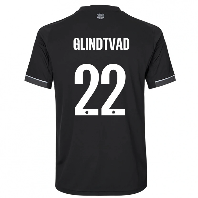 Danxen Enfant Maillot William Glindtvad #22 Noir Blanc Tenues Extérieur 2025/26 T-Shirt