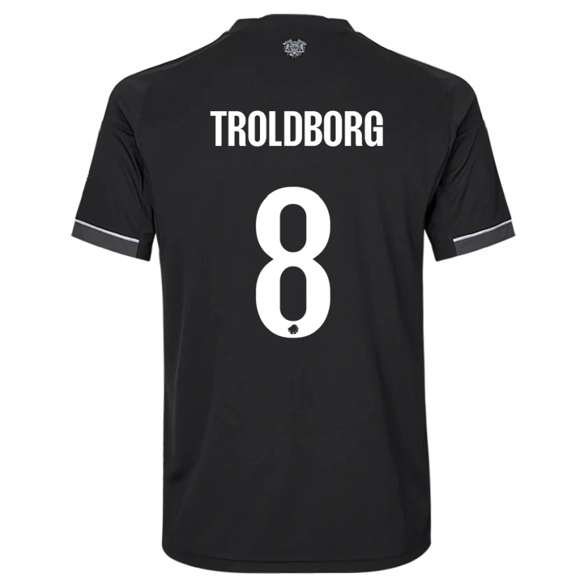 Danxen Enfant Maillot Frederikke Troldborg #8 Noir Blanc Tenues Extérieur 2025/26 T-Shirt