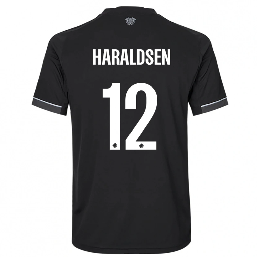 Danxen Enfant Maillot Henrik Haraldsen #12 Noir Blanc Tenues Extérieur 2025/26 T-Shirt
