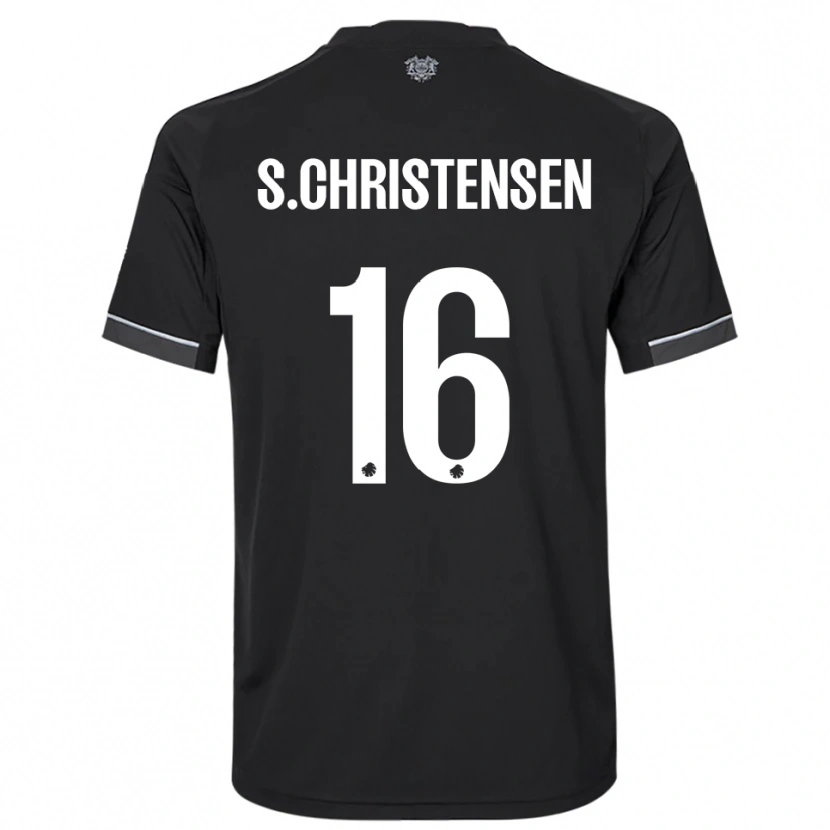 Danxen Enfant Maillot Sebastian Christensen #16 Noir Blanc Tenues Extérieur 2025/26 T-Shirt