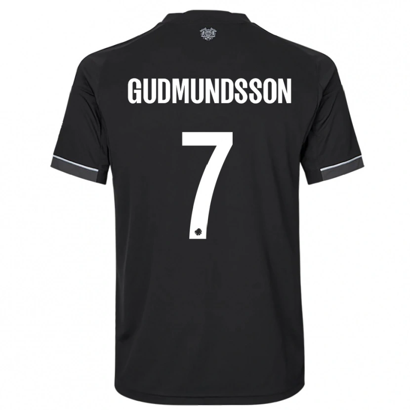 Danxen Enfant Maillot Galdur Gudmundsson #7 Noir Blanc Tenues Extérieur 2025/26 T-Shirt