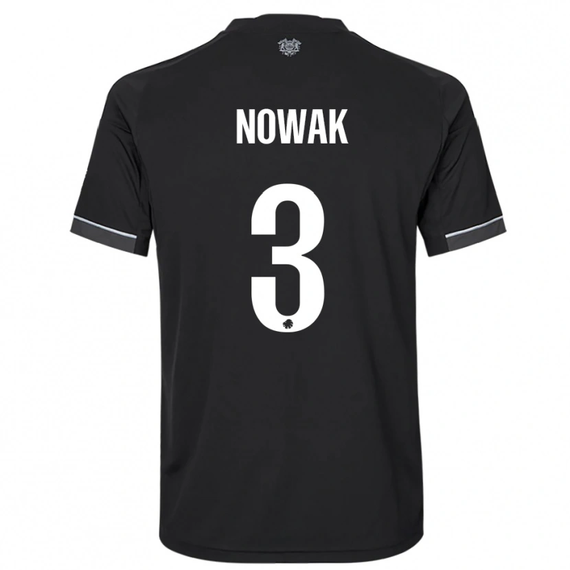 Danxen Enfant Maillot Julie Nowak #3 Noir Blanc Tenues Extérieur 2025/26 T-Shirt