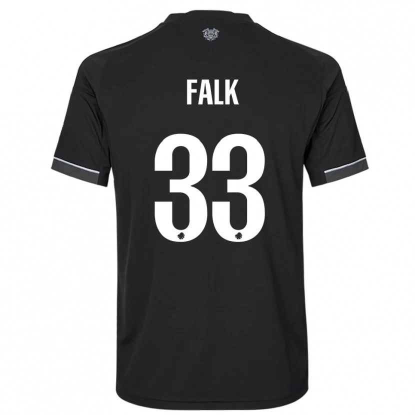 Danxen Enfant Maillot Rasmus Falk #33 Noir Blanc Tenues Extérieur 2025/26 T-Shirt