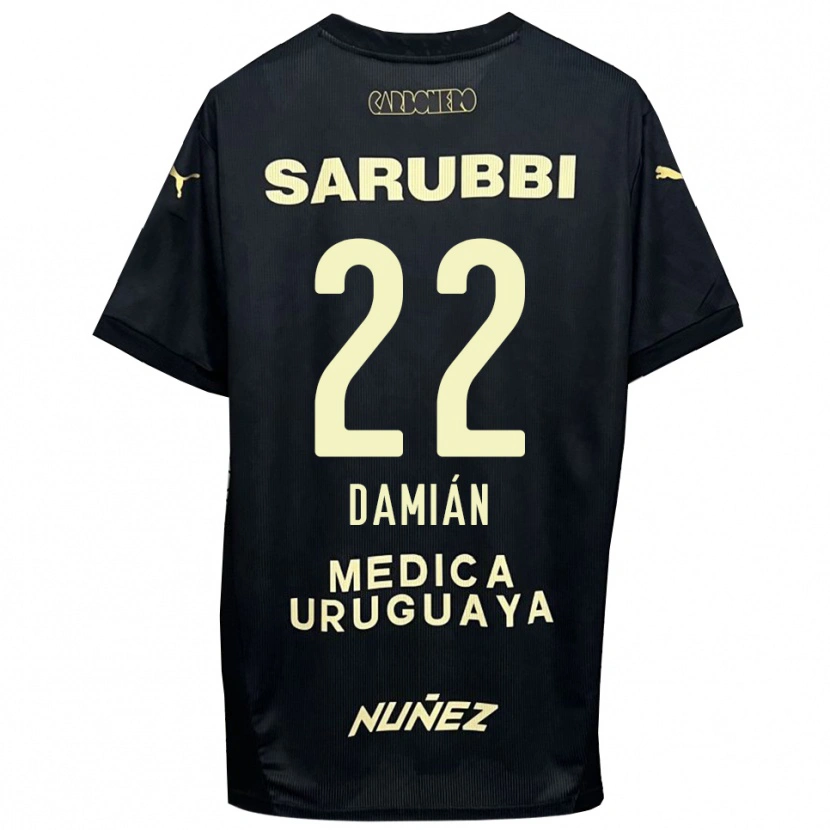 Danxen Enfant Maillot Damián Suárez #22 Noir Or Tenues Extérieur 2025/26 T-Shirt