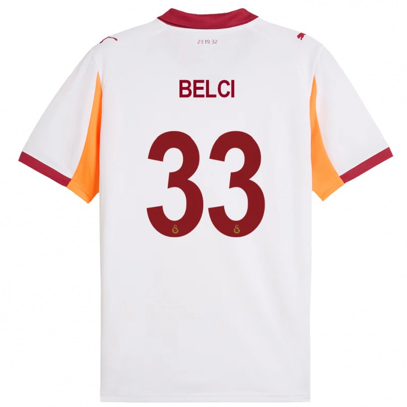 Danxen Enfant Maillot Çiğdem Belci #33 Blanc Rouge Tenues Extérieur 2025/26 T-Shirt