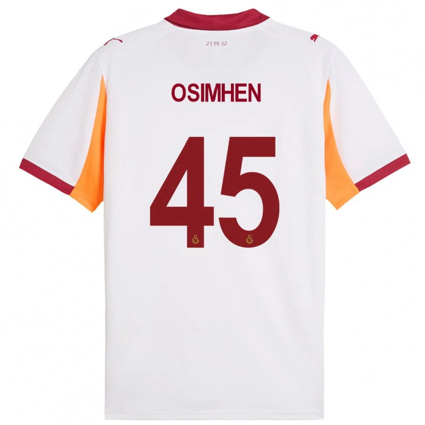 Danxen Enfant Maillot Victor Osimhen #45 Blanc Rouge Tenues Extérieur 2025/26 T-Shirt