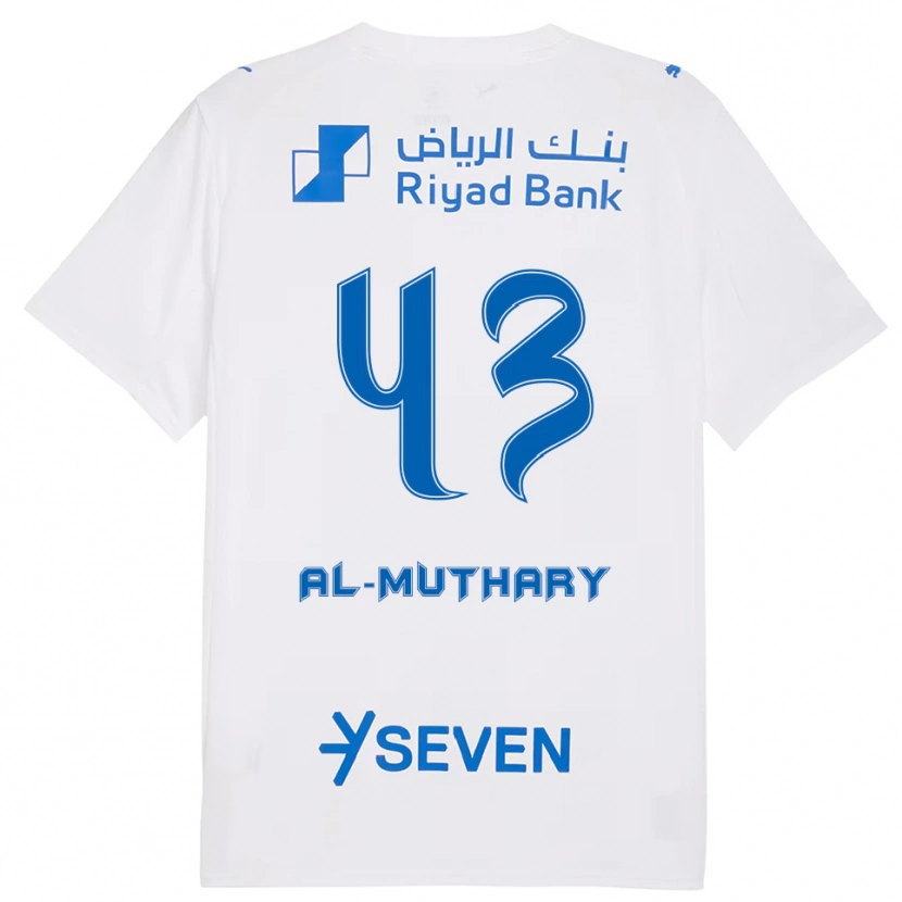 Danxen Enfant Maillot Saad Al-Mutairi #43 Blanc Bleu Tenues Extérieur 2025/26 T-Shirt