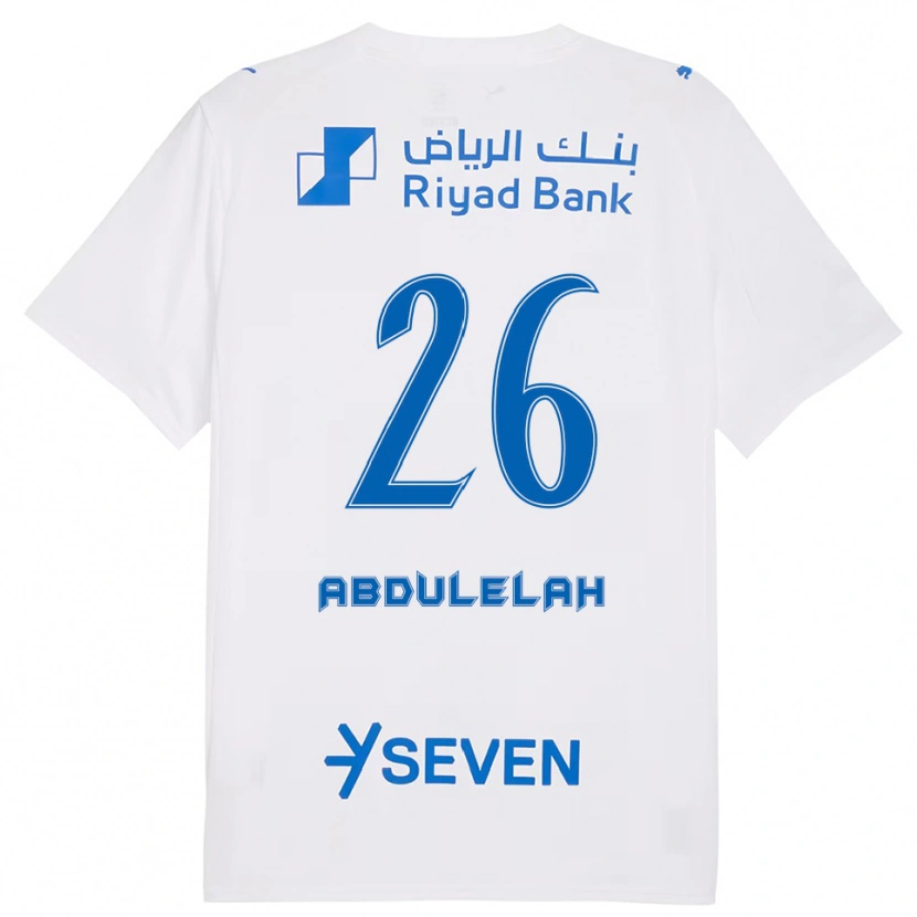 Danxen Enfant Maillot Abdulelah Al-Malki #26 Blanc Bleu Tenues Extérieur 2025/26 T-Shirt