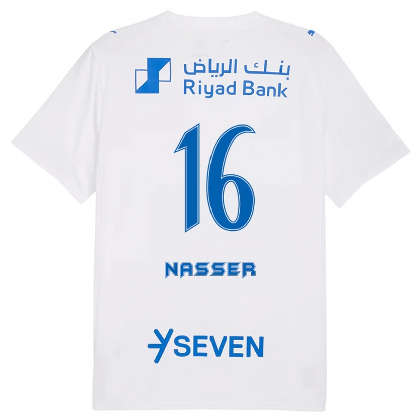 Danxen Enfant Maillot Nasser Al-Dawsari #16 Blanc Bleu Tenues Extérieur 2025/26 T-Shirt