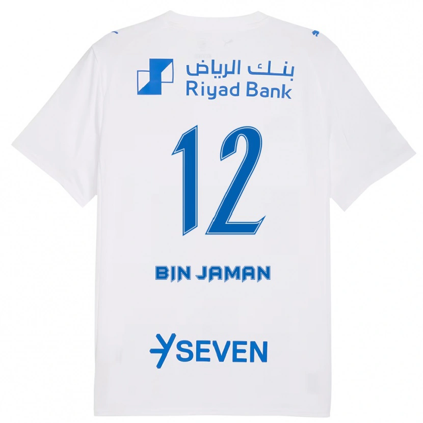 Danxen Enfant Maillot Rakan Bin Jaman #12 Blanc Bleu Tenues Extérieur 2025/26 T-Shirt