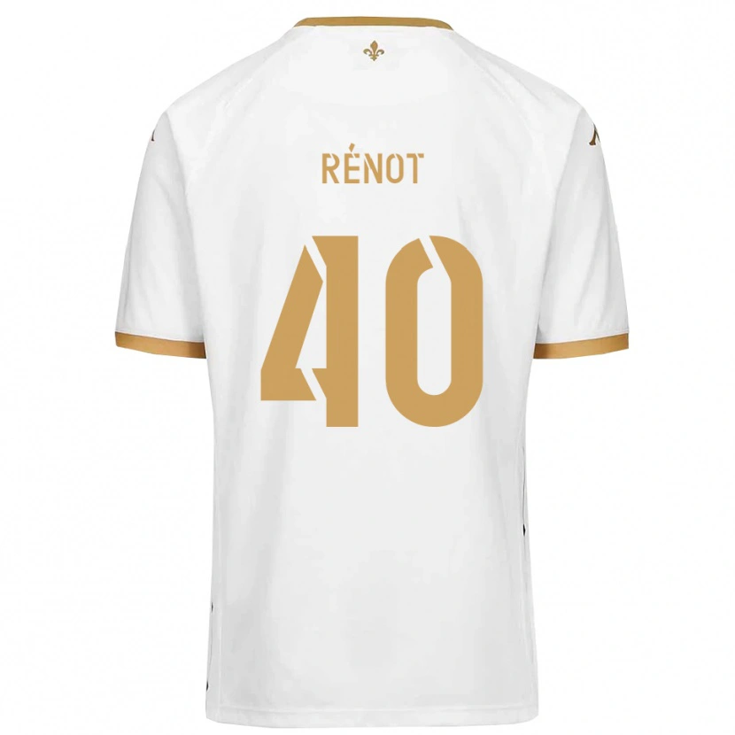 Danxen Enfant Maillot Sébastien Rénot #40 Blanc Or Tenues Extérieur 2025/26 T-Shirt